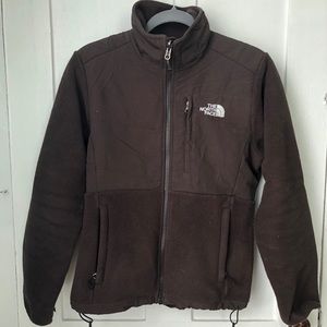Chocolate brown North Face fleece zip up.